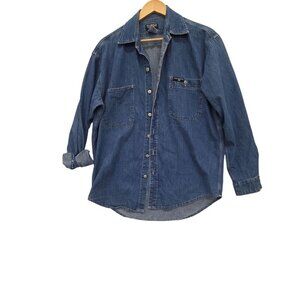 Vintage Polo Jeans Ralph Lauren Denim Worker Button Down Shirt Size Large L